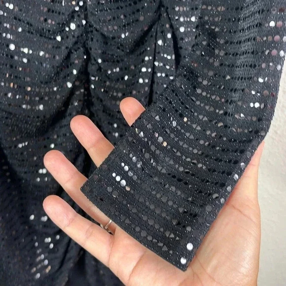 NWT Zara Draped Sparkly Black Dress Long Sleeve size Medium - Picture 11 of 16